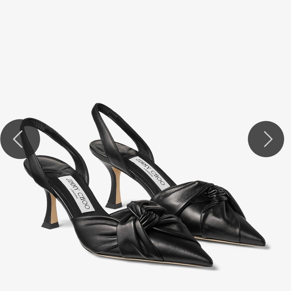 Jimmy Choo Hedera 70mm Slingback Pumps Black 9 size 40 top knot leather detail